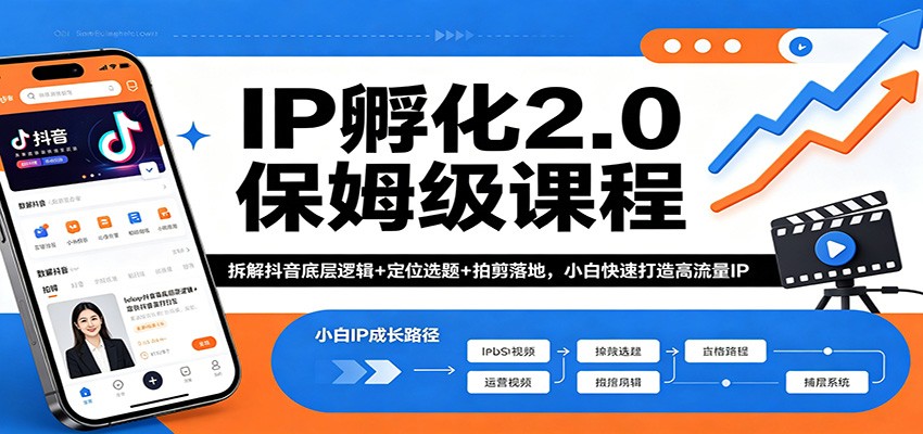 IP孵化2.0保姆级课程：拆解抖音底层逻辑+定位选题+拍剪落地，小白快速打造高流量IP - 觅资源