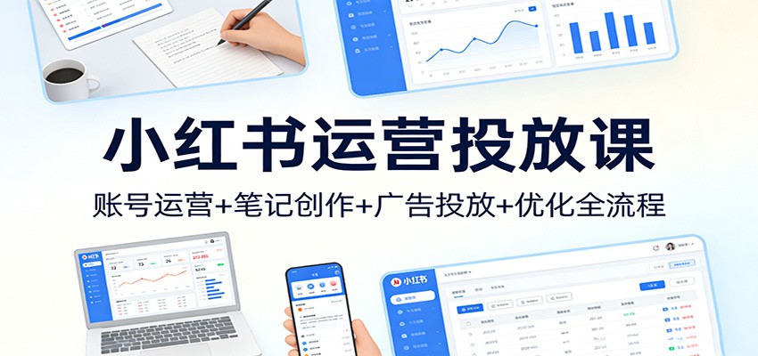 小红书运营投放课：账号运营+笔记创作+广告投放+优化全流程|中创学习社