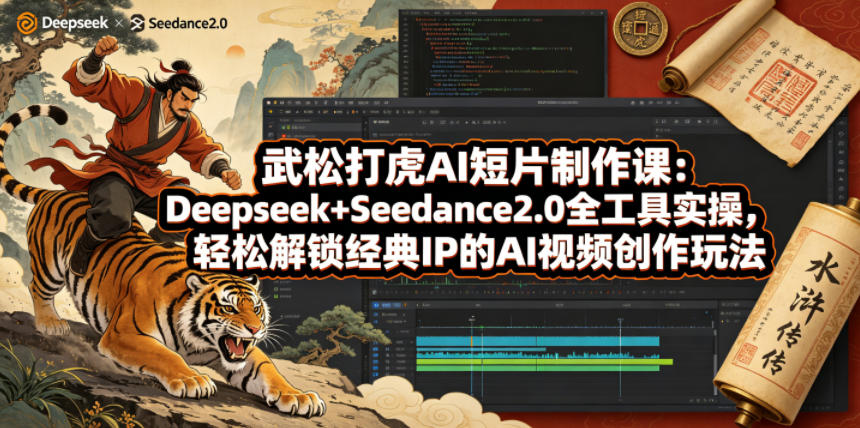 武松打虎AI短片制作课：Deepseek+Seedance2.0全工具实操，轻松解锁经典IP的AI视频创作玩法 - 觅资源