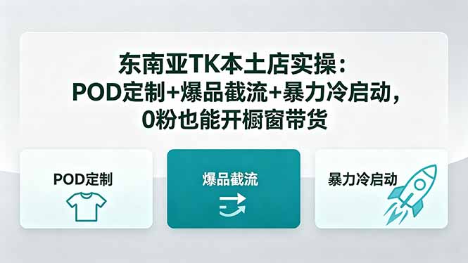 东南亚TK本土店实操：POD定制+爆品截流+暴力冷启动，0粉也能开橱窗带货 - 觅资源