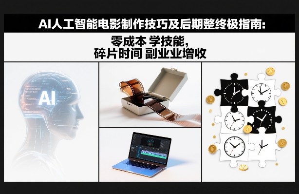 AI人工智能电影制作技巧及后期完整终极指南：零成本学技能，碎片时间副业增收|中创学习社