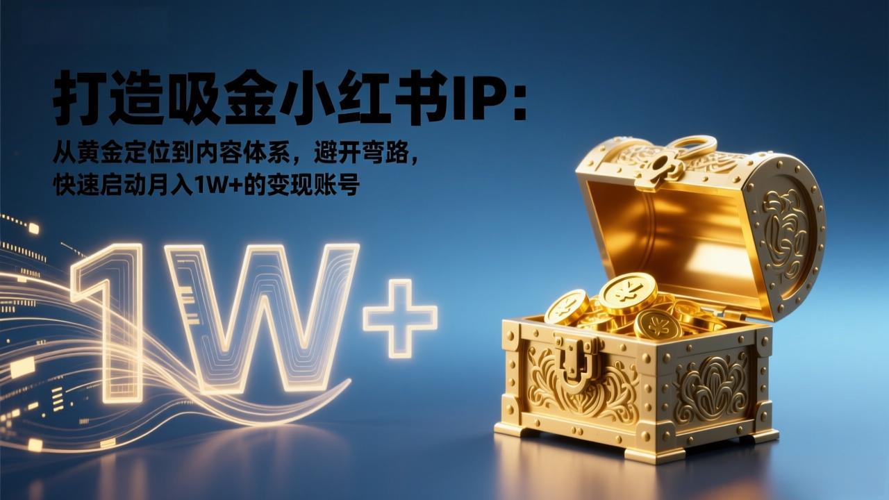 打造吸金小红书IP：从黄金定位到内容体系，避开弯路，快速启动月入1W+的变现账号|中创学习社
