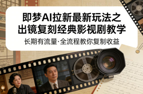 即梦AI拉新最新玩法之出镜复刻经典影视剧教学，长期有流量，全流程教你复制收益 - 觅资源