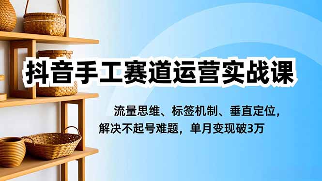 抖音手工赛道运营实战课，流量思维、标签机制、垂直定位，解决不起号难题，单月变现破3万|YX网创