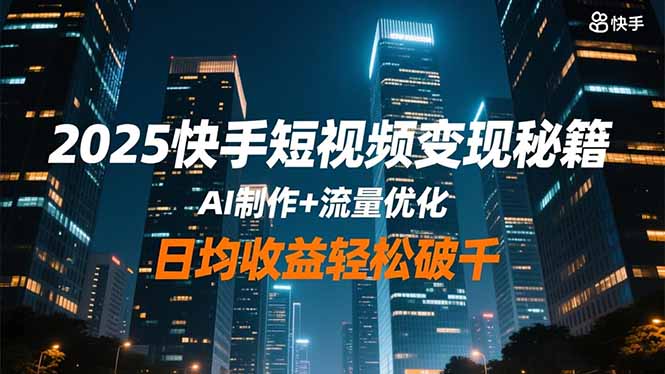 2025快手短视频变现秘籍，AI制作+流量优化，日均收益轻松破千|YX网创