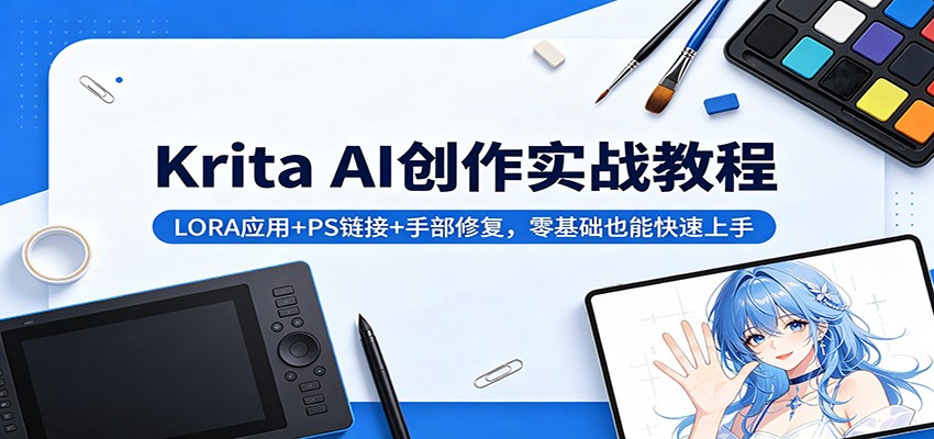Krita AI创作实战教程：LORA应用+PS链接+手部修复，零基础也能快速上手 - 觅资源