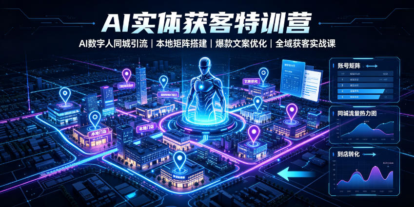 AI实体获客特训营｜AI数字人同城引流、本地矩阵搭建、爆款文案优化全域获客实战课 - 觅资源