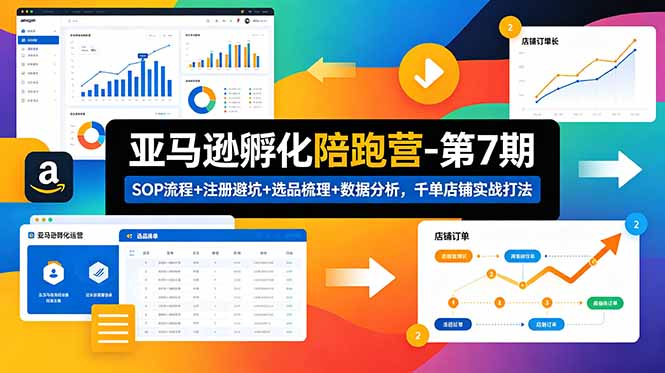 亚马逊孵化陪跑营-第7期：SOP流程+注册避坑+选品梳理+数据分析，千单店铺实战打法 - 觅资源