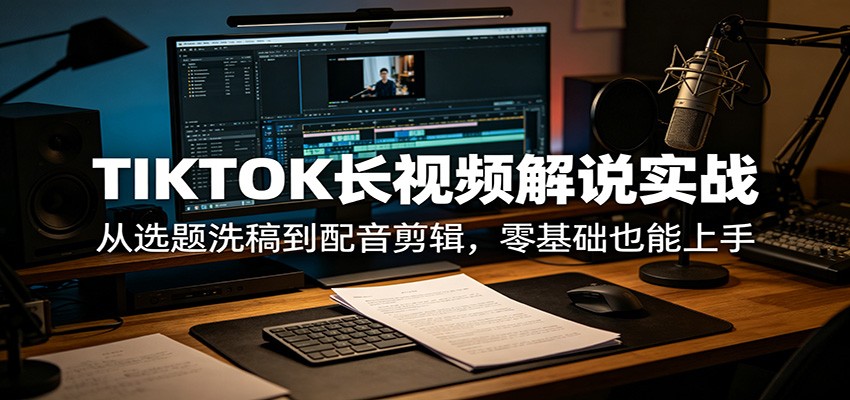 TIKTOK长视频解说实战：从选题洗稿到配音剪辑，零基础也能上手 - 觅资源