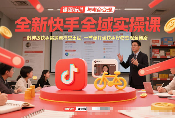 全新快手全域实操课，封神级快手实操课横空出世，一节课打通快手好物变现全链路|YX网创