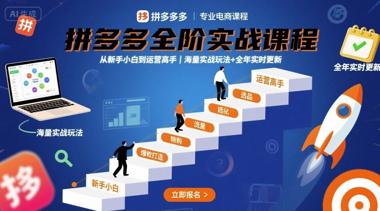 拼多多全阶实战课程，从新手小白到运营高手，海量实战玩法+全年实时更新【2025年10月更新】|YX网创