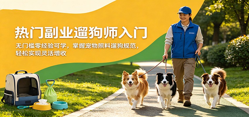 热门副业遛狗师入门，无门槛零经验可学，掌握宠物照料遛狗规范，轻松实现灵活增收 - 觅资源