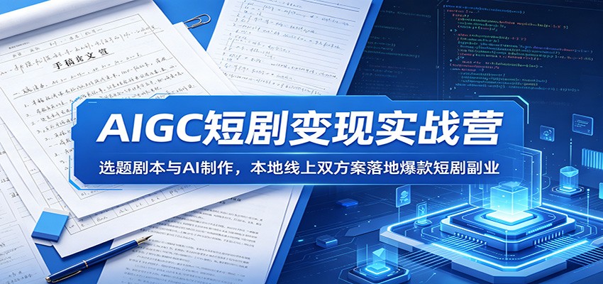 AIGC短剧变现实战营：选题剧本与AI制作，本地线上双方案落地爆款短剧副业 - 觅资源