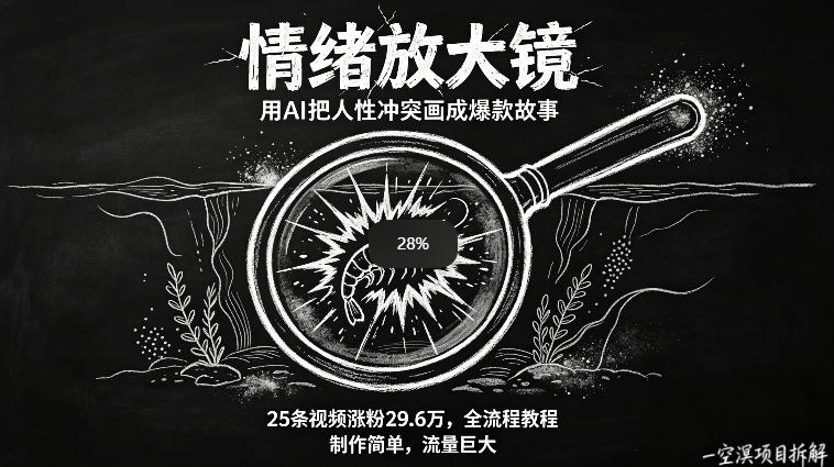 AI制作“情绪放大镜“视频，25条视频涨粉29.6W粉，流量巨大，制作简单，全流程教程 - 觅资源