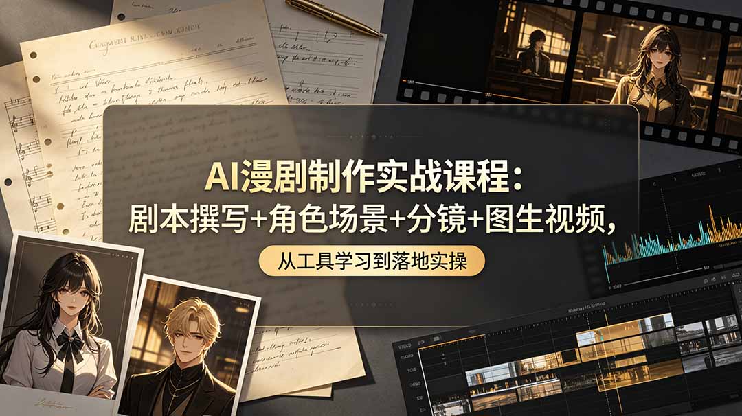AI漫剧制作实战课程：剧本撰写+角色场景+分镜+图生视频，从工具学习到落地实操 - 觅资源