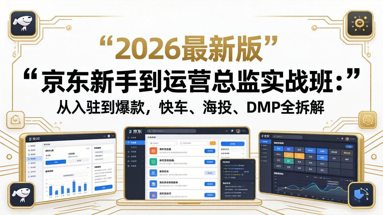 京东新手到运营总监实战班：从入驻到爆款，快车、海投、DMP全拆解，2026最新版 - 觅资源