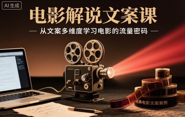 电影解说文案课，从文案多维度学习电影的流量密码|YX网创