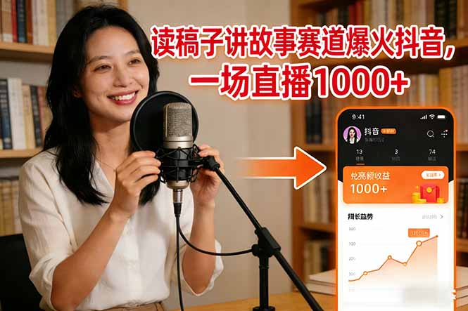 读稿子讲故事赛道爆火抖音，一场直播日入1000+|YX网创