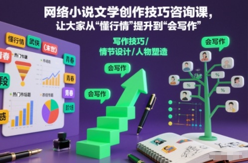 网络小说文学创作技巧咨询课，让大家从“懂行情”提升到”会写作”的高度|YX网创