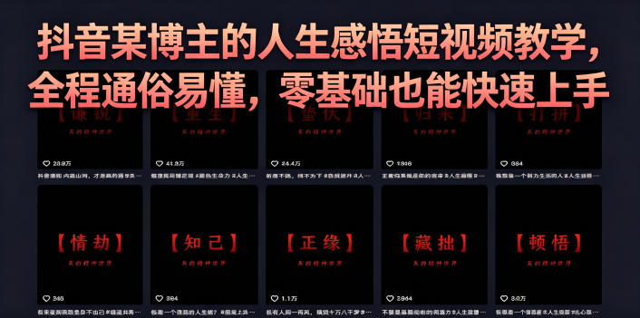 抖音某博主的灰太狼人生感悟短视频教学，全程通俗易懂，零基础也能快速上手 - 觅资源
