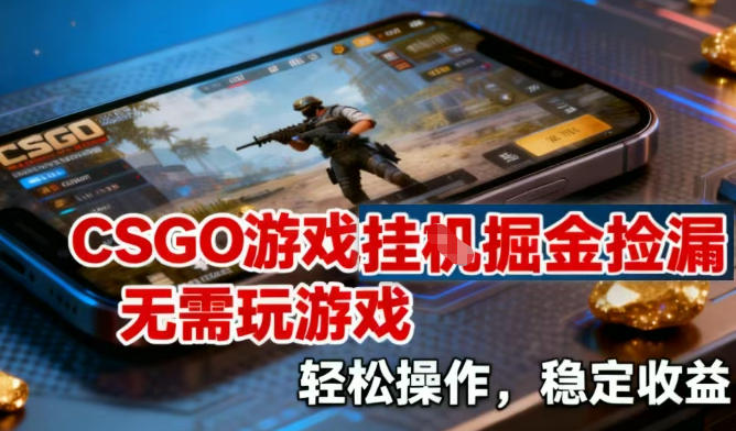 CSGO游戏挂G掘金捡漏，不需要玩游戏，操作简单，收益稳定【揭秘】|YX网创