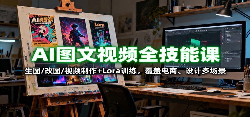 AI图文视频全技能课：生图/改图/视频制作+Lora训练，覆盖电商 、设计多场景|YX网创
