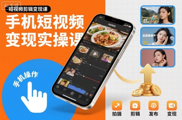 手机短视频变现实操课，短视频剪辑变现课|YX网创