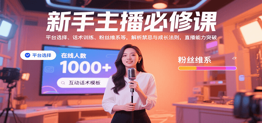 新手主播必修课：平台选择、话术训练、粉丝维系等，解析禁忌与成长法则，突破直播能力|YX网创