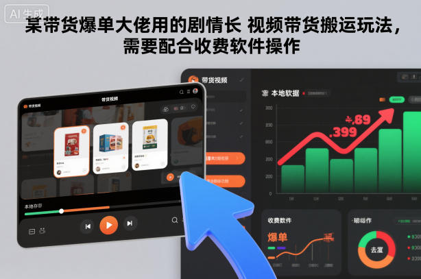 某带货爆单大佬用的剧情长视频带货搬运玩法，需要配合收费软件操作|YX网创