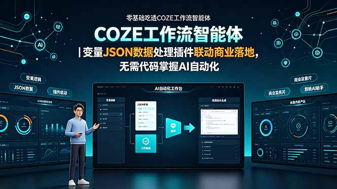 零基础吃透COZE工作流智能体｜变量JSON数据处理插件联动商业落地，无需代码掌握AI自动化 - 觅资源