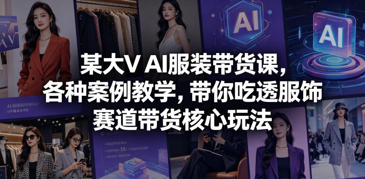 某大V AI服装带货课，各种案例教学，带你吃透服饰赛道带货核心玩法 - 觅资源