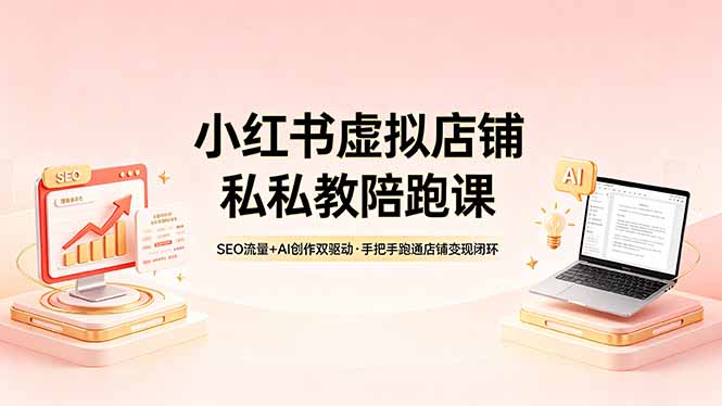 小红书虚拟店铺私教陪跑课，SEO流量+AI创作双驱动，手把手跑通店铺变现闭环 - 觅资源