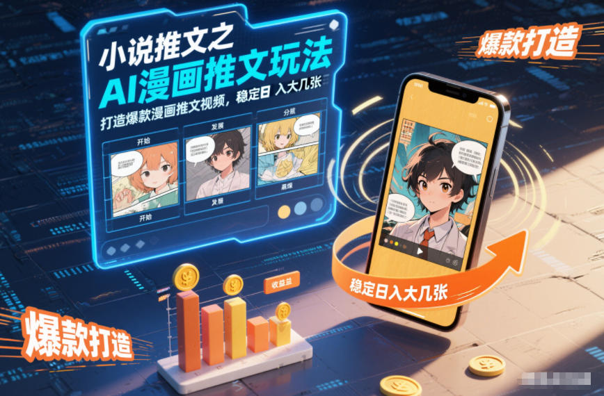 小说推文之AI漫画推文玩法，打造爆款漫画推文视频，稳定日入大几张|YX网创