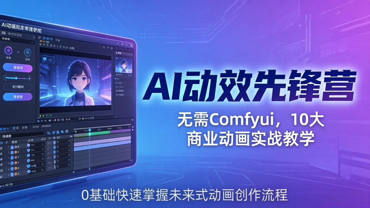 AI 动效先锋营：无需Comfyui，10大商业动画实战教学，0基础快速掌握未来式动画创作流程 - 觅资源