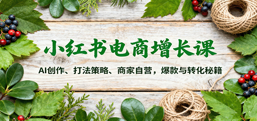 小红书电商增长课：AI创作、打法策略、商家自营，爆款与转化秘籍|YX网创
