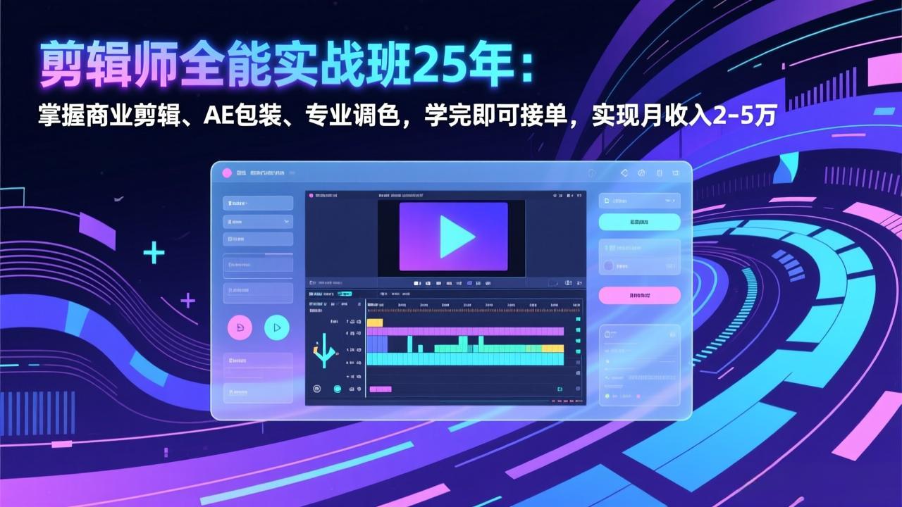 剪辑师全能实战班25年：掌握商业剪辑、AE包装、专业调色，学完即可接单，实现月收入2-5万|中创学习社