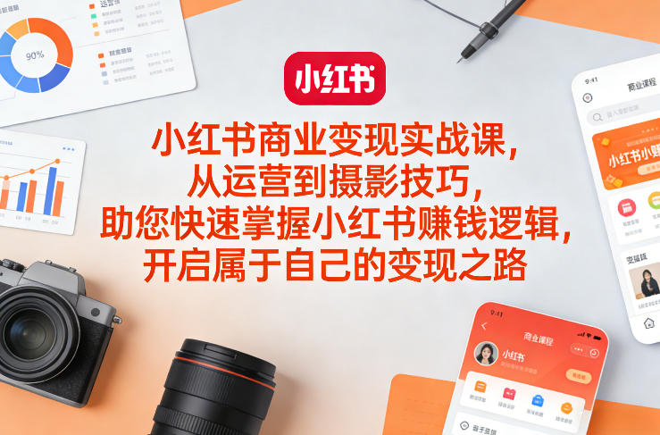 小红书商业变现实战课，从运营到摄影技巧，助您快速掌握小红书賺钱逻辑，开启属于自己的变现之路 - 觅资源