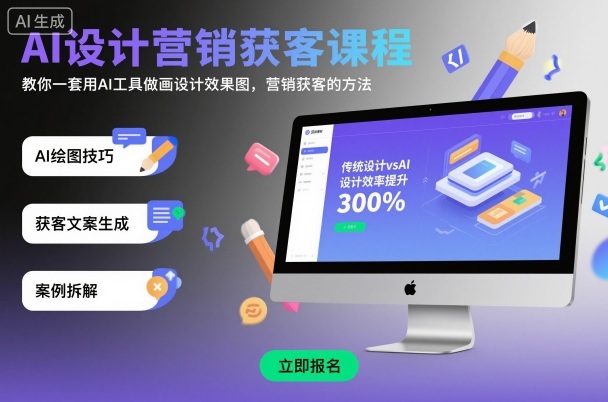 AI设计营销获客课程，教你一套用AI工具做画设计效果图，营销获客的方法|YX网创