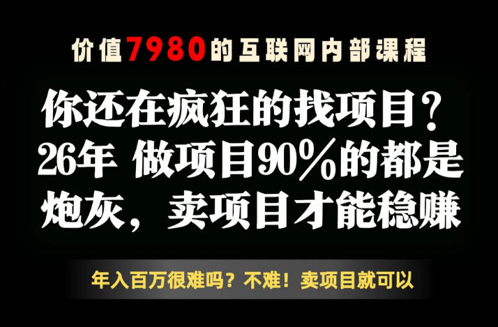 26年请不要疯狂的找项目了，卖项目远比你想象的暴利，你也可以月入10W+【揭秘】 - 觅资源