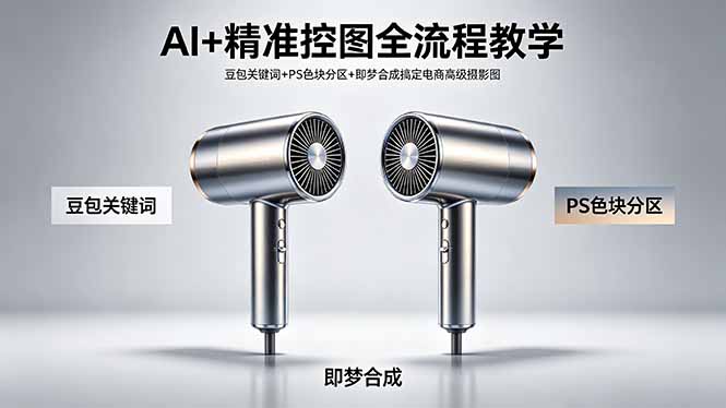 AI+精准控图全流程教学 豆包关键词+PS色块分区+即梦合成搞定电商高级摄影图 - 觅资源