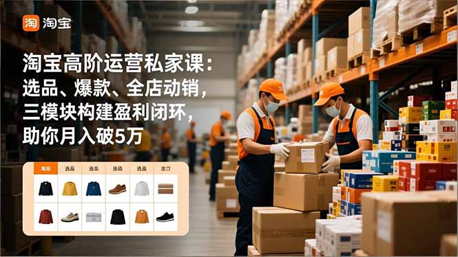 淘宝高阶运营私家课：选品、爆款、全店动销，三模块构建盈利闭环，助你月入破5万(更新12月|YX网创