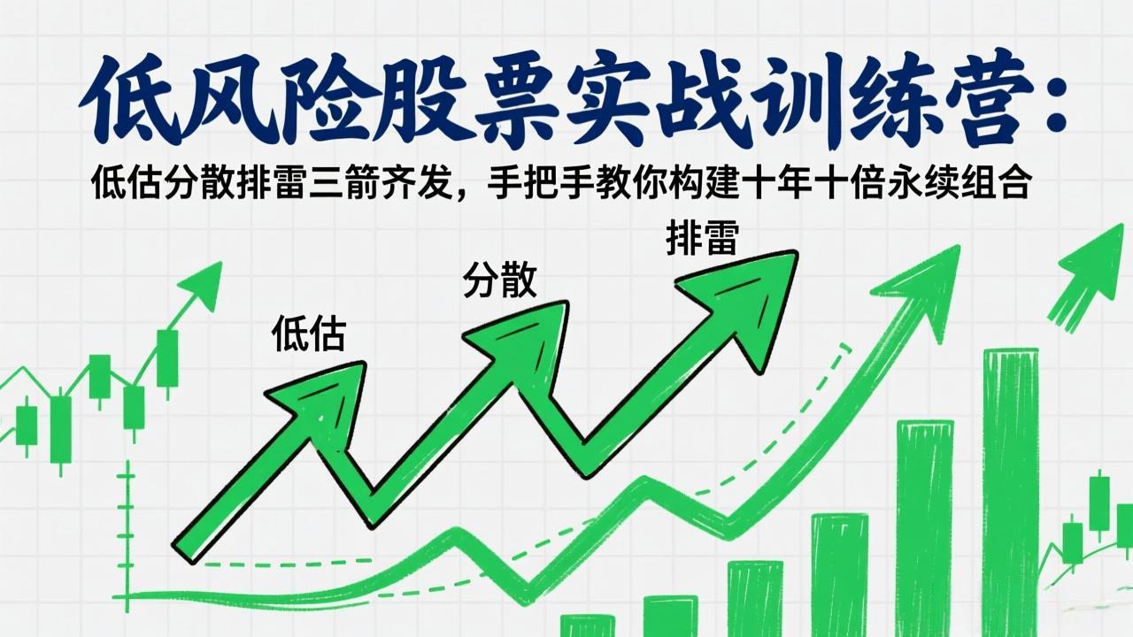 低风险股票实战训练营：低估分散排雷三箭齐发，手把手教你构建十年十倍永续组合|中创学习社