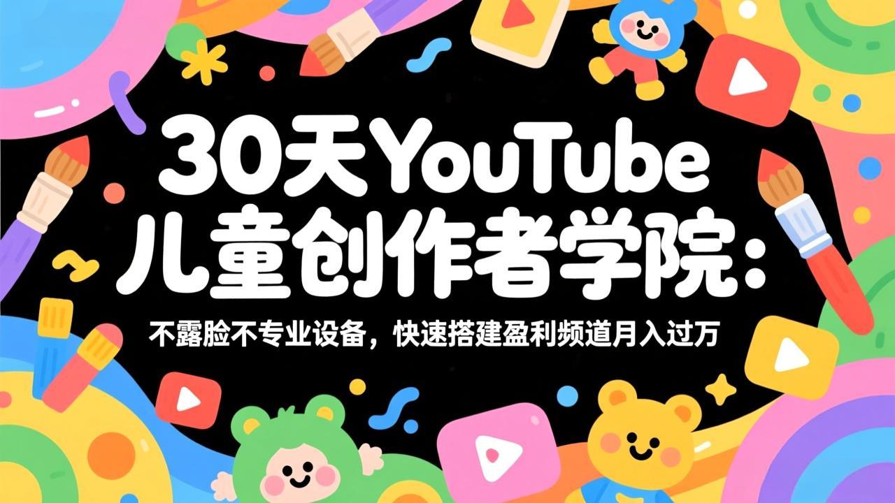 30天YouTube儿童创作者学院：不露脸不专业设备，快速搭建盈利频道月入过万|中创学习社