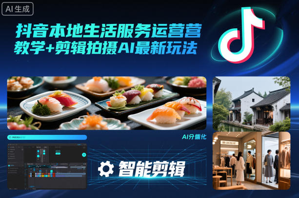 抖音本地生活服务运营教学+剪辑拍摄AI最新玩法|YX网创