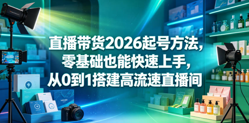 直播带货2026起号方法，零基础也能快速上手，从0到1搭建高流速直播间 - 觅资源