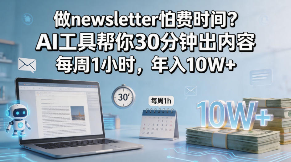 做newsletter怕费时间？AI工具帮你30分钟出内容，每周1小时，年入10W+！【原创双语字幕】 - 觅资源