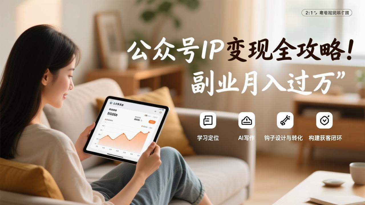 公众号IP变现全攻略，学习定位、AI写作、钩子设计与转化，构建获客闭环，副业月入过万|中创学习社