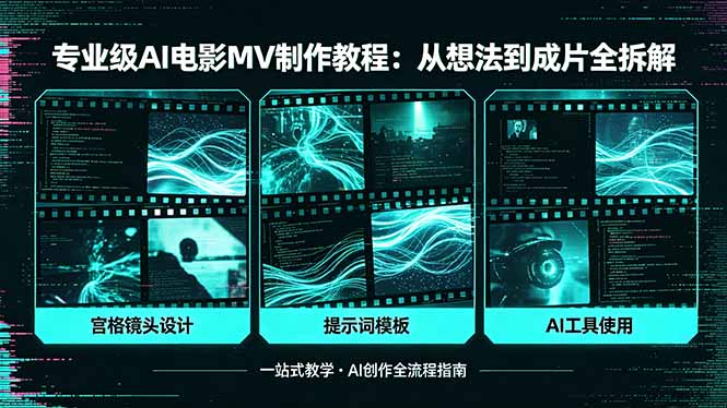 专业级AI电影MV制作教程，从想法到成片全拆解，宫格镜头+提示词模板+AI工具一站式教学 - 觅资源