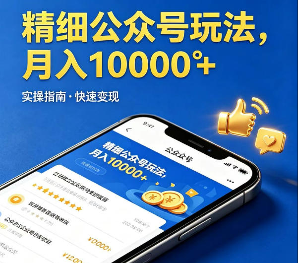 精细化公众号玩法，我们给你提供文章，你来负责发布，收益可观，月入1W+【揭秘】 - 觅资源