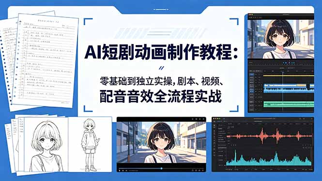 AI短剧动画制作教程：零基础到独立实操，剧本、视频、配音音效全流程实战 - 觅资源